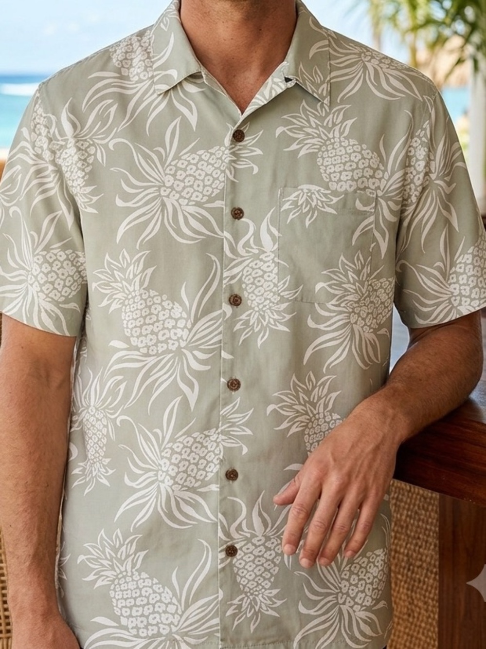 Bill Blass Pineapple Print Button-Down Shirt
